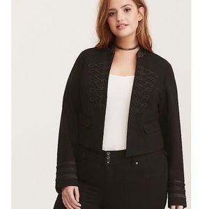 Torrid embellished military style jacket.